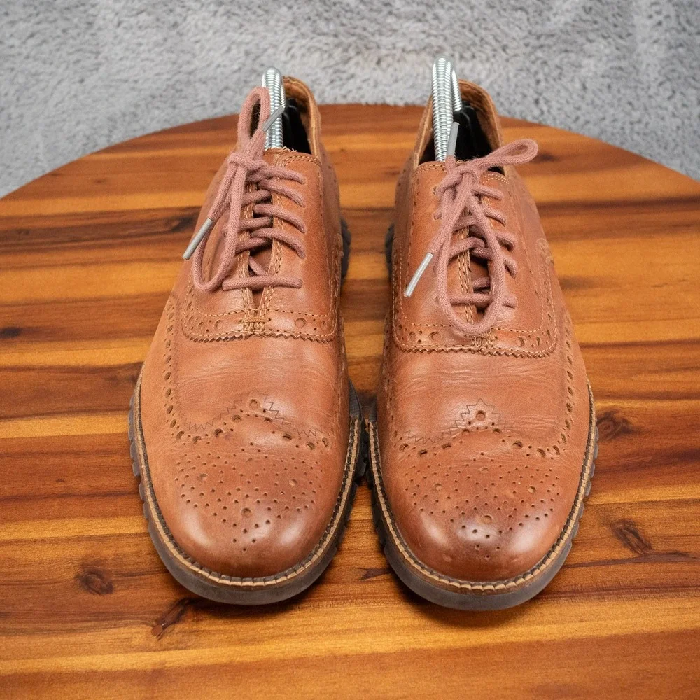 Cole Haan Men's Zerogrand Wingtip Oxford Brown C29414 British Dress Shoes 8